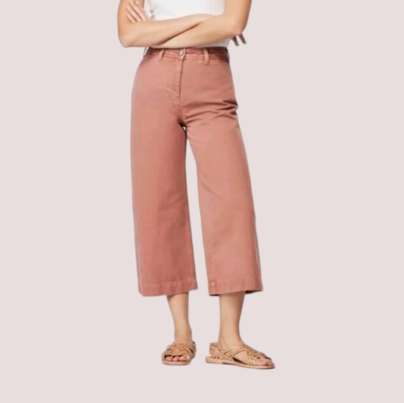 Free People Pants - Free People We the Free Patti Cropped Pants High Waisted Wide Leg Dusty Rose 28